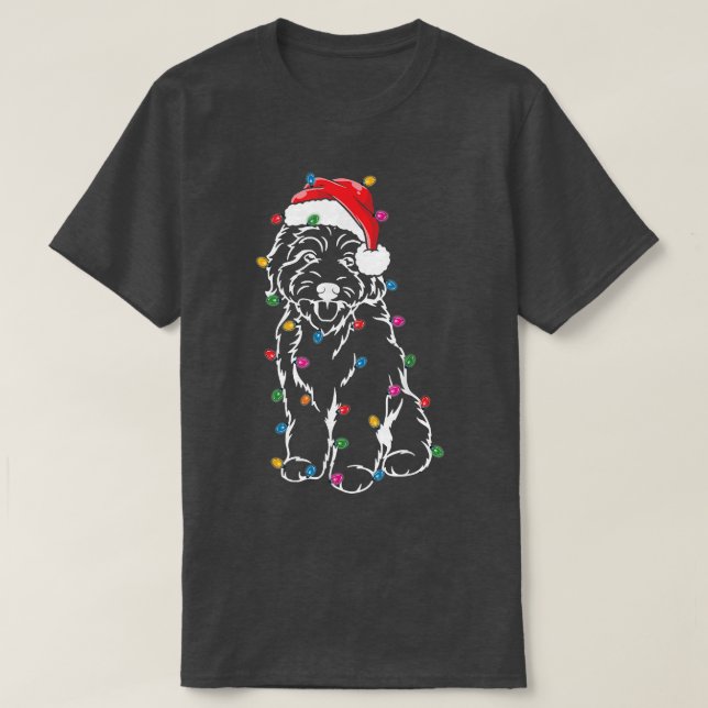 Goldendoodle Christmas Tree Lights Funny Dog Lover T-Shirt (Design Front)