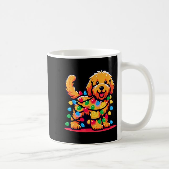 Goldendoodle Christmas Tree Xmas Lights Golden Doo Coffee Mug (Right)
