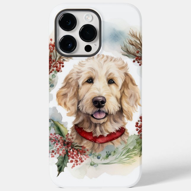 Goldendoodle Christmas Wreath Festive Pup Case-Mate iPhone Case (Back)