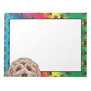 Goldendoodle colourful dog paw pattern notepad