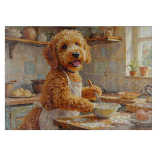 Goldendoodle Cooking in Kitchen Cutting Board