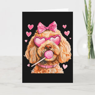 Goldendoodle Coquette Bow Valentine Day Raglan Bys Card