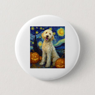 Goldendoodle Cute Dog Halloween Jack O Lantern Pum 6 Cm Round Badge