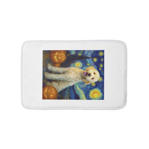 Goldendoodle Cute Dog Halloween Jack O Lantern Pum Bath Mat