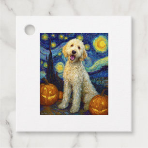 Goldendoodle Cute Dog Halloween Jack O Lantern Pum Favour Tags