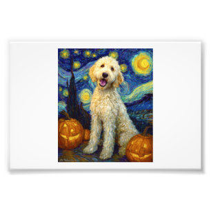 Goldendoodle Cute Dog Halloween Jack O Lantern Pum Photo Print
