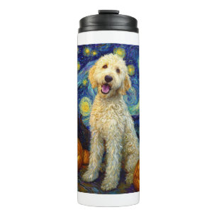 Goldendoodle Cute Dog Halloween Jack O Lantern Pum Thermal Tumbler