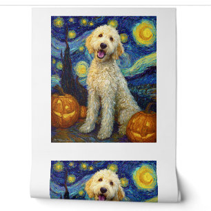 Goldendoodle Cute Dog Halloween Jack O Lantern Pum Wallpaper