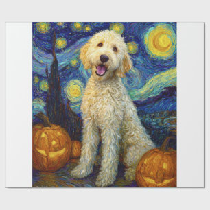 Goldendoodle Cute Dog Halloween Jack O Lantern Pum Wrapping Paper