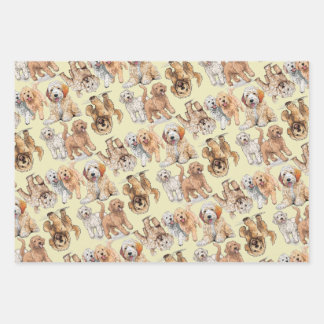 Goldendoodle Cute Dog Pattern Wrapping Paper Sheet