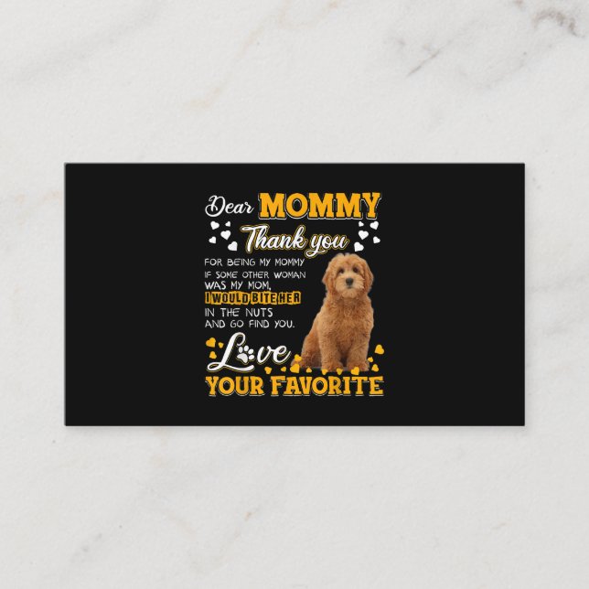 Goldendoodle Dear Mummy Thank You For Being My Mum Business Card (Front)