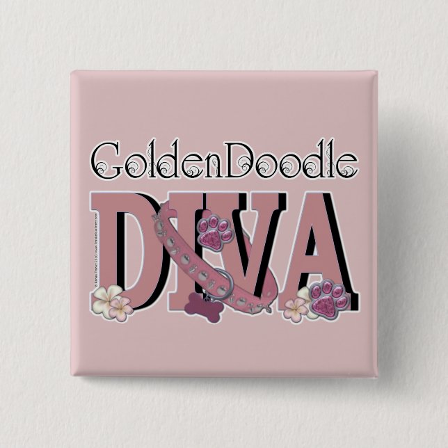 GoldenDoodle DIVA 15 Cm Square Badge (Front)