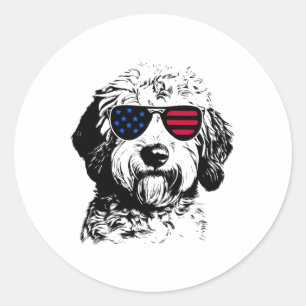 Goldendoodle Dog 4th July America Usa Flag Classic Round Sticker