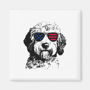 Goldendoodle Dog 4th July America Usa Flag Magnet