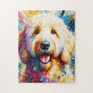 Goldendoodle Dog Acrylic Print Colourful Jigsaw Puzzle