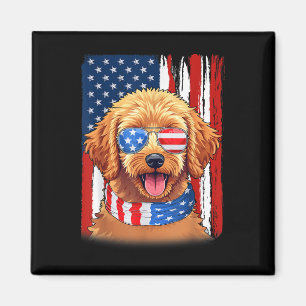 Goldendoodle Dog America Flag 4th Of July Usa Patr Magnet