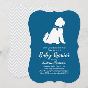 Goldendoodle Dog Baby Shower Blue Boy Invitation