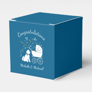 Goldendoodle Dog Baby Shower Boy Blue Favour Box