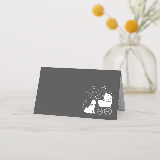 Goldendoodle Dog Baby Shower Genderless Place Card (Front)