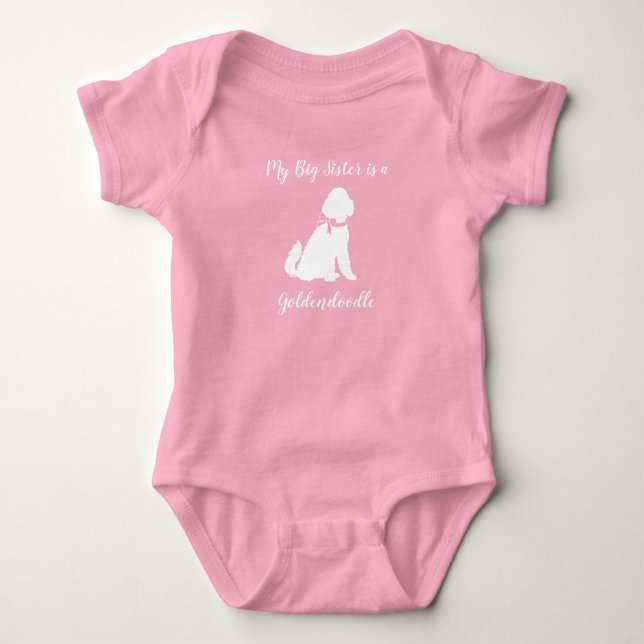 Goldendoodle Dog Baby Shower Pink Girl Bodysuit (Front)