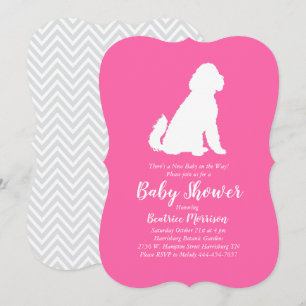 Goldendoodle Dog Baby Shower Pink Girl Invitation