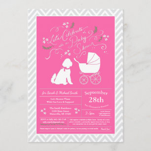 Goldendoodle Dog Baby Shower Pink Girl Invitation