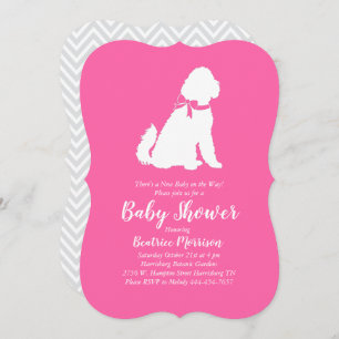 Goldendoodle Dog Baby Shower Pink Girl Invitation