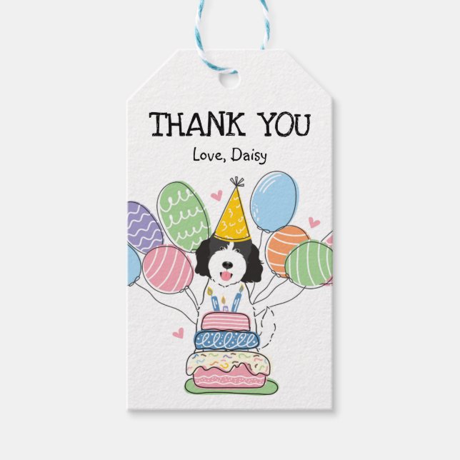 Goldendoodle Dog Birthday Party Favour Tags (Front)