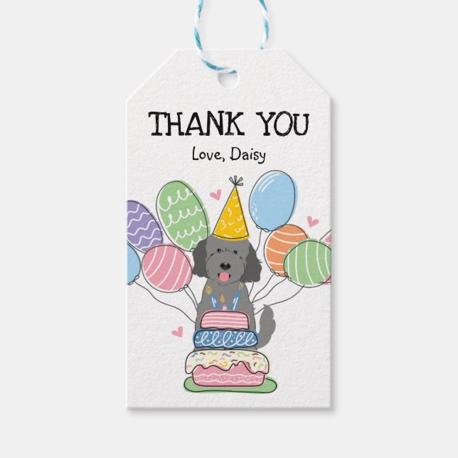 Goldendoodle Dog Birthday Party Favour Tags (Front)