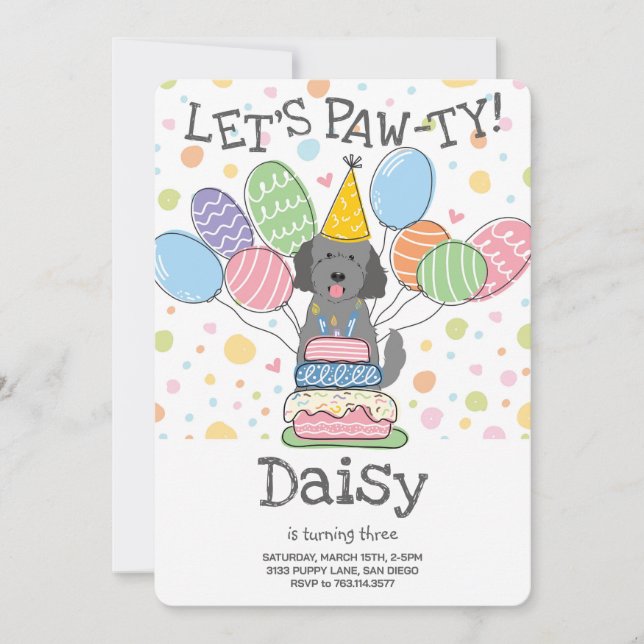 Goldendoodle Dog Birthday Party Invitation (Front)