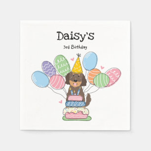 Goldendoodle Dog Birthday Party Paper Napkins