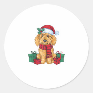 Goldendoodle Dog Christmas Celebration Santa Dog X Classic Round Sticker