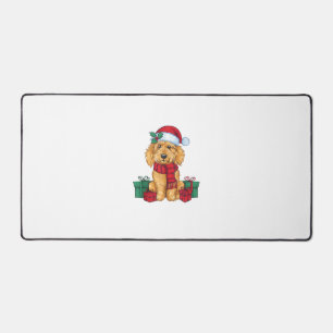 Goldendoodle Dog Christmas Celebration Santa Dog X Desk Mat