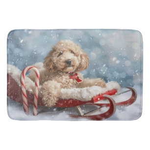 Goldendoodle Dog Christmas Festive  Bath Mat