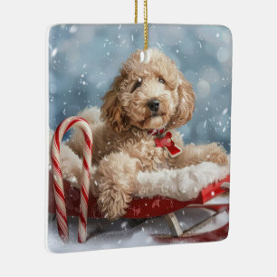 Goldendoodle Dog Christmas Festive Ceramic Ornament