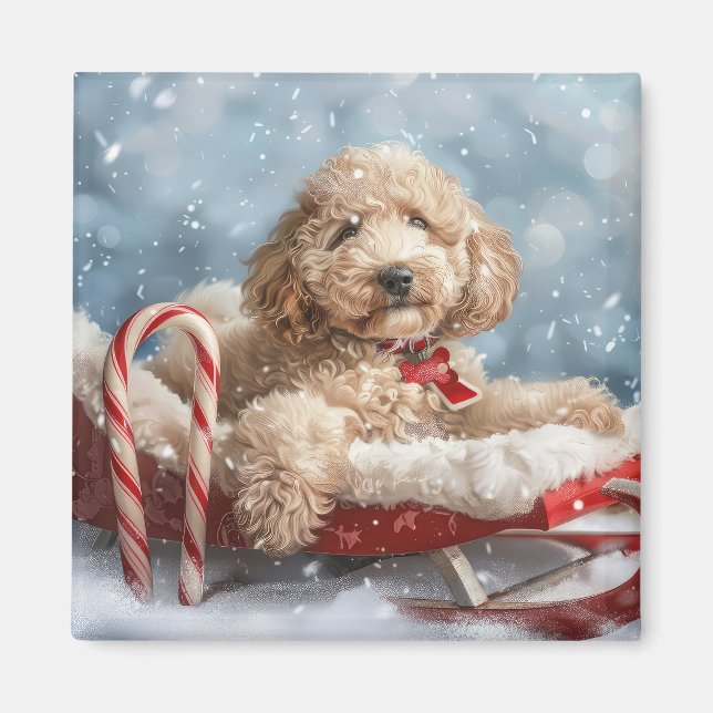 Goldendoodle Dog Christmas Festive  Magnet (Front)