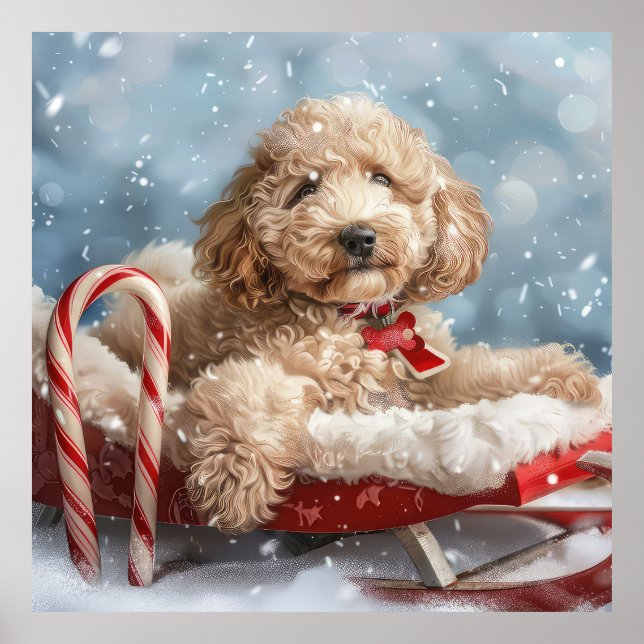 Goldendoodle Dog Christmas Festive  Poster (Front)