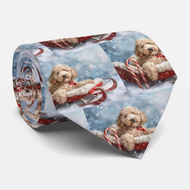 Goldendoodle Dog Christmas Festive  Tie (Rolled)