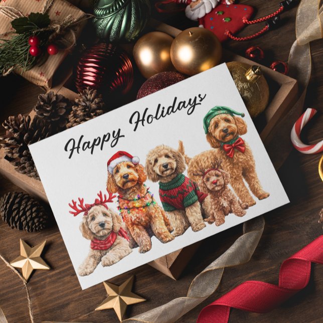 Goldendoodle Dog Christmas Holiday Card (Creator Uploaded)