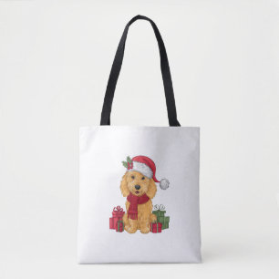 Goldendoodle Dog Christmas Outfits Santa Hat Dog X Tote Bag