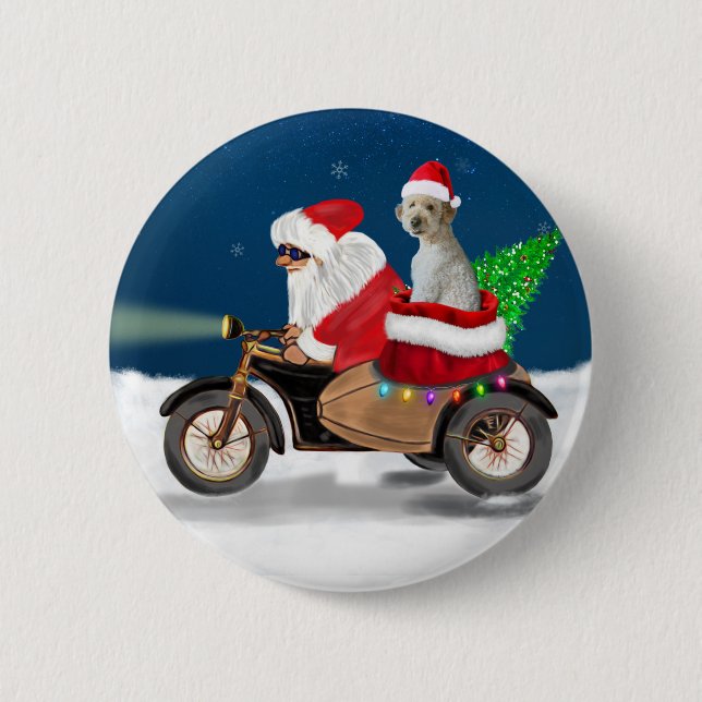 Goldendoodle dog Christmas Santa Claus  6 Cm Round Badge (Front)