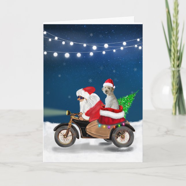 Goldendoodle dog Christmas Santa Claus Card (Front)