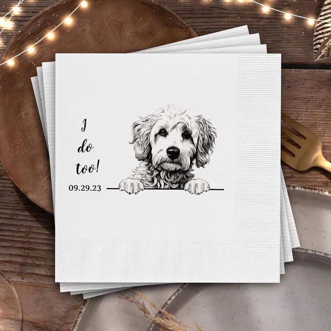 Goldendoodle Dog Drawing Personalised I Do Too Napkin (Creator Uploaded)