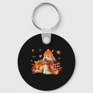 Goldendoodle Dog Fall Scarf Leopard Pumpkins Autum Key Ring