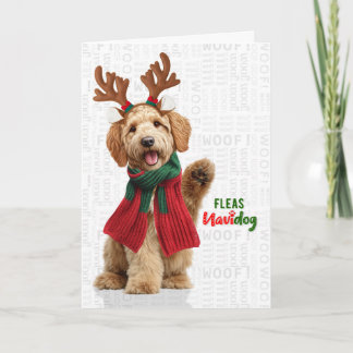 Goldendoodle Dog Funny Fleas Navidog Christmas Holiday Card
