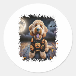Goldendoodle Dog Halloween Classic Round Sticker