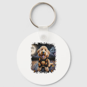Goldendoodle Dog Halloween Key Ring