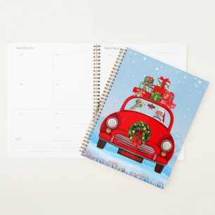 Goldendoodle Dog In Car With Santa Claus Planner
