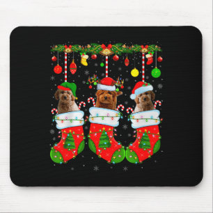 Goldendoodle Dog In Christmas Socks Funny Pet Dog Mouse Pad