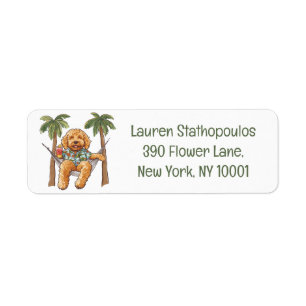 Goldendoodle Dog In Hawaiian Top Return Address Label